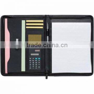 High quality A4 PU zip portfolio/organizer floder with calculator