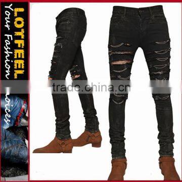 Distressed stretch denim jeans destroyed man denim jeans pant jeans hot pants (LOTM109)