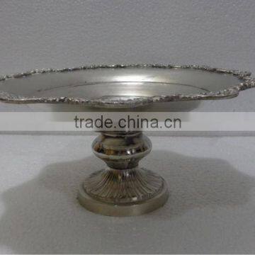 Metal Round Dish with Pedestal