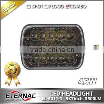 5x7in 45W high power sealed beam led headlight dual beam with H4 plug for automotive