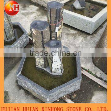 polished garden stone water fountain with base