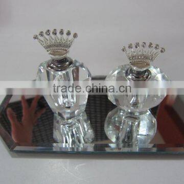 Jewelled Empty Crystal Perfume Bottle & Trinket Box With Mirror Tray photo-3