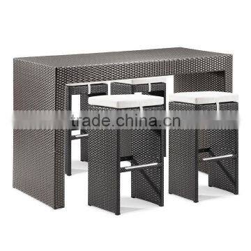 Sigma Tempered Glass Top Table and Wicker Stools Bar Height Table Chair Set photo-2