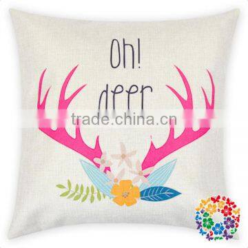 Christmas Santa And Deer Head Print 100% Cotton Pillow Covers Sofa Decorative Christmas Pillow Covers photo-4