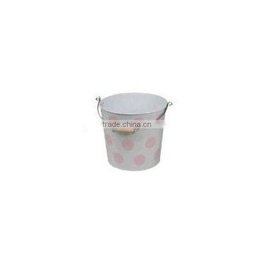 Cute Home Decoration Zinc Metal Ice Bucket/Powder Coat Pink and white Household Collector/Beer Bucket/Pails