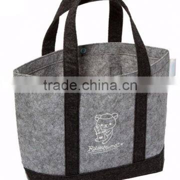 2017 wholesales alibaba hot selling eco handmade felt tote bag non woven handbag for shopping with button china supplier