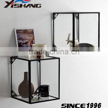Home decoration glass cube wall shelf