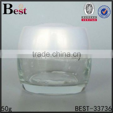 alibaba best sellers cost price clear skin care serum 50ml glass jar cosmetic cream lucid glass jar with white lid wholesale