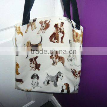 DOG FLAT TOTE SHOPPING BAGS 100% COTON COATED PVC AND PVC VINYL