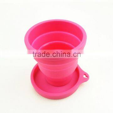 16112 Folding Silicone Cup With Lid, Colorful folding silicone cup with lid,OEM Logo folding silicone cup with lid