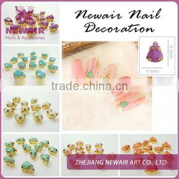 Newair gold frame triangle boat resin stone nail decoration