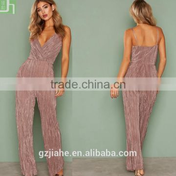 Women plisse wrap fashion jumpsuit