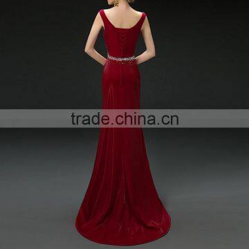Women Elegant Sleeveless Beaded Floor-length Maxi Evening Party Dress photo-4