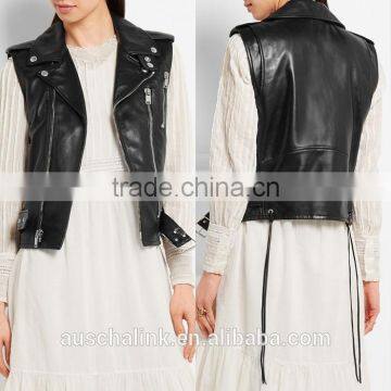 Personalized Latest Design Custom Cheap Lady Leather Vest photo-6