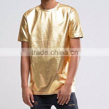 Gold Custom T Shirt Printing OEM Design Gold T-shirt Custom photo-3