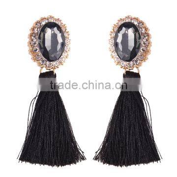 Bohemian Jewelry Rhinestone Gems With Long Colorful Tassel Charms Earrings for Women photo-5