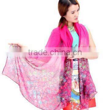 Fashion Women Chiffon Scarf Floral Print Drive Travel Shawl Beach Style Slik Wrap Pashmina photo-2