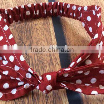 Latest Fancy Elastic Soft Stripe Cotton Bow Tie Custom Children Headband Rabbit Ears Bowknot Hair Tie Headband photo-6