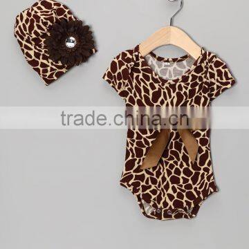 2016 Rompers For Baby Girls With Beanie Brown Giraffe Cotton Romper Fashion Newborn Clothes For Grls CS90425-55