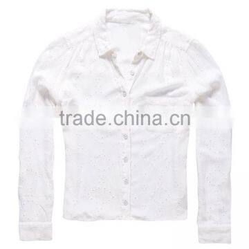 2017 Guangzhou Shandao Custom Elegant Autumn New White Cotton Long Sleeve Loose Ladies Blouse Collar Design photo-6