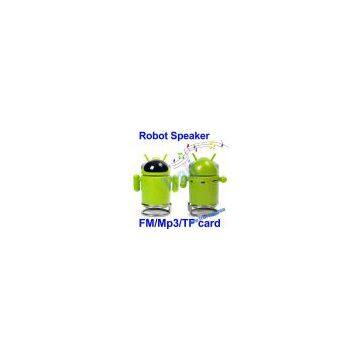 Cute Robot Speaker Mini Multi Function MP3 Player FM Radio (Green)