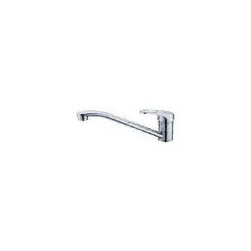 Flat One Handle Ceramic Kitchen Tap Faucet , Single Hole Mixer Tap