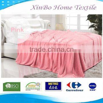 2015 Hot Sale Ultra Soft Hometextile Bedding Sheet Set Warm Cozy 100% Polyester Solid Flannel Fleece Blanket Factory China