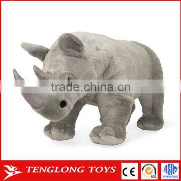 Wholesale stuffed lifelike animal plush gray giant rhinoceros toys for children