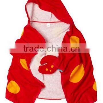 baby bath towel,cotton, 1 side terry, 1 side velour, with hoody ,reactive all over print