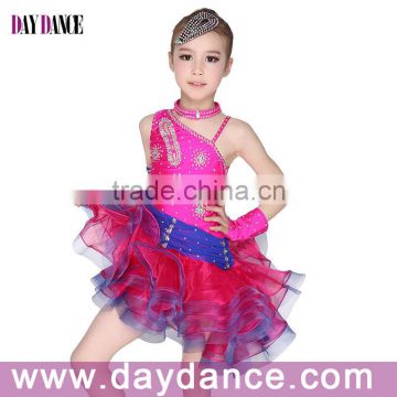 Girls Kids Latin Dance Costumes Red Stage Dance Wear For Child