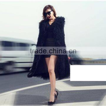 SJ226-02 Black New Arrival 2016 Real Fur Outwear Fur Coat Women