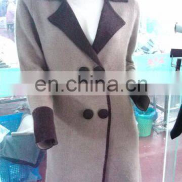 Fashion long style double knitted cashmere garment overcoat