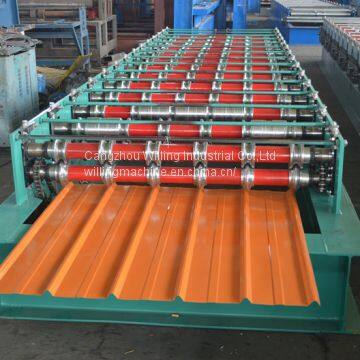 High Standard Hot Selling Galvanized Trapezoidal Roof Sheet Roll Forming Machine photo-3