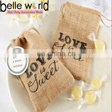 Love is Sweet Logo Burlap Drawstring Favor Bag