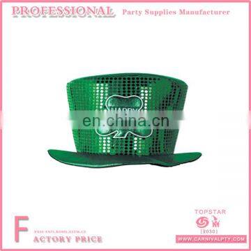 St. Patrick's Day Happy Funny Gangster Irish Green Shamrock Sequin Cowboy Hat