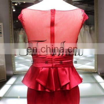 1A102 Red Sash Satin Flower Beaded Column Back See Through Evening Dress Prom Dress photo-4