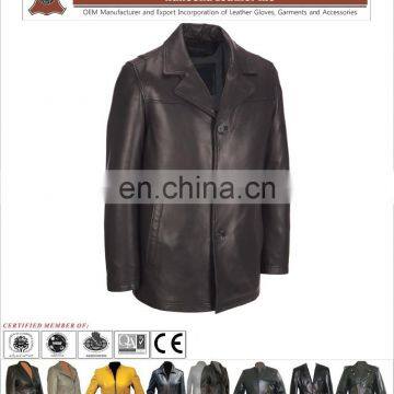 Men Leather Coat, Fashion long leather coat for men keep warm winter coat wholesale 2017