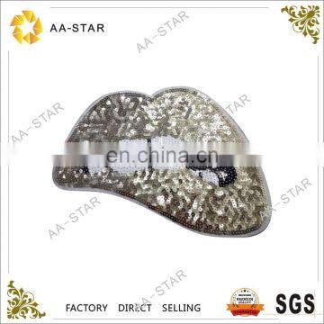 Hot sale bite the lips pattern custom sequin patch for girls