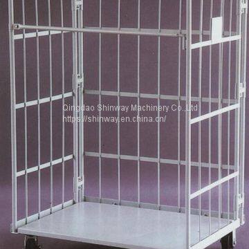 Logistics folding galvanized steel storage roller cage