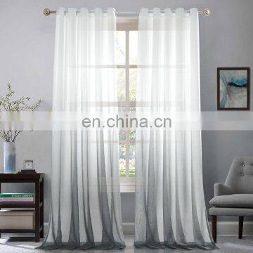 Modern simple two tone grommet top curtains for the living room sheer