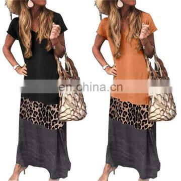 Wholesale Fashion Women Dresses V-neck Print Leopard New Style Short Casual Dress For Ladies