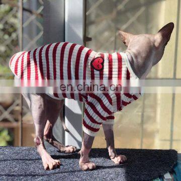 Cats Shirt Stripe Vest Best Hairless Cat's Adorable Cat's Pajamas Jumpsuit for All Season photo-3