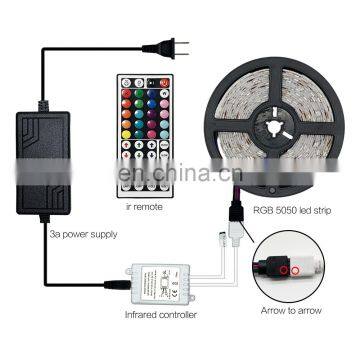 Promotional various durable using dc 12v 3a 5m led strip light with 24 key control