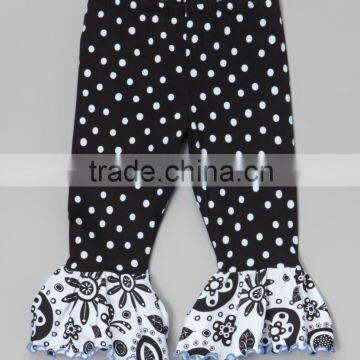 custom made in china 100% cotton white and black ruffle fashion baby pants