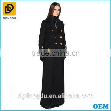 Black double breasted Maxi ladies wool long winter wool coats