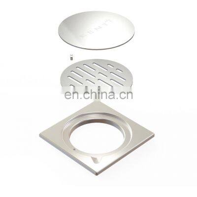 Shape Tile Insert Gaobao Chrome Finish Brass 4 Inch Drain Grate Cover For Bathroom Floor Drainer