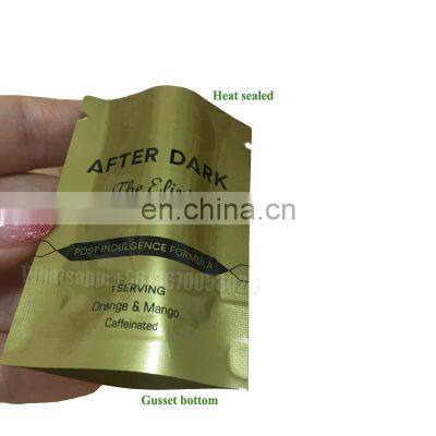 Gold Printed Cosmetic Sealed Bag Small Size Tea Sachet Food Plastic Snack Heat Seal Gravure Printing Three Side Sealed Bag photo-2
