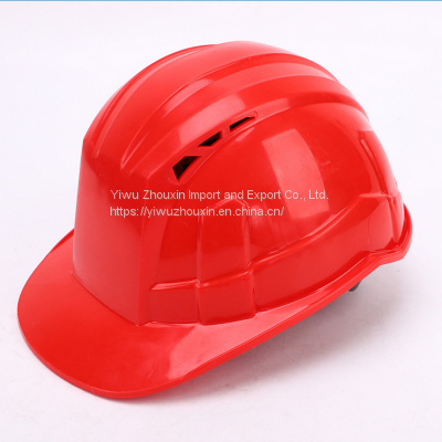 Anti-smashing construction site CE export pressure-resistant plastic European-style helmet, protective head, three-reinforced breathable labor insurance helmet