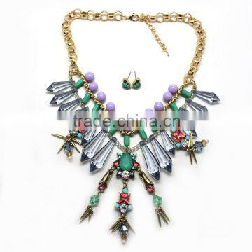 2015 Wholesale Fashion Jewelry Set Beaded Necklace and earrings jewelry set