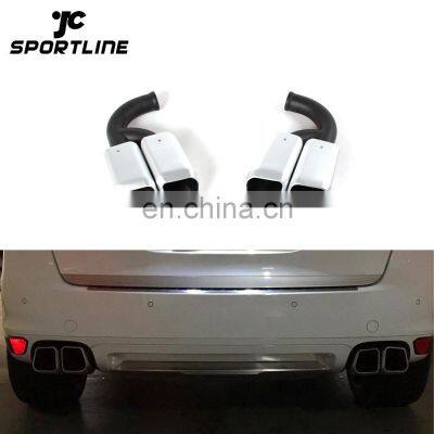 Silver Glossy Steel V6 Square Exhaust Pipes for Porsche Cayenne Turbo GTS 958 Sport 11-14